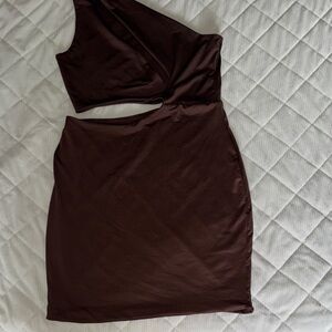 SHEIN Chocolate One-Shoulder Dress